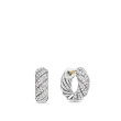 Sculpted Cable Hoop Earrings in Sterling Silver with Diamonds, 14.4mm