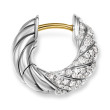 Sculpted Cable Hoop Earrings in Sterling Silver with Diamonds, 14.4mm