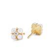 Petite Modern Renaissance Pearl Stud Earrings in 18K Yellow Gold with Diamonds, 7.8mm