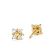 Petite Modern Renaissance Pyramid Pearl Stud Earrings in 18K Yellow Gold with Diamonds, 8mm