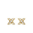 Crossover X Stud Earrings in 18K Yellow Gold with Diamonds, 6mm
