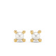 Petite Modern Renaissance Pearl Stud Earrings in 18K Yellow Gold, 5.5mm