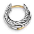 Crossover Three Row Huggie Hoop Earrings in Sterling Silver with 18K Yellow Gold, 13mm