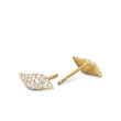 Petite Pavé Flute Stud Earrings in 18K Yellow Gold with Diamonds, 10.6mm