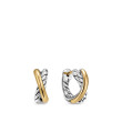 Crossover Huggie Hoop Earrings in Sterling Silver with 18K Yellow Gold, 12.4mm