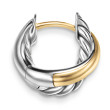 Crossover Huggie Hoop Earrings in Sterling Silver with 18K Yellow Gold, 12.4mm