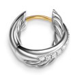 Crossover Huggie Hoop Earrings in Sterling Silver with Diamonds, 12.4mm