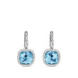 Albion® Drop Earrings in Sterling Silver with Blue Topaz and Diamonds, 10mm