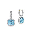 Albion® Drop Earrings in Sterling Silver with Blue Topaz and Diamonds, 10mm