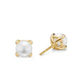 Pearl Classics Stud Earrings in 18K Yellow Gold and Diamonds, 6.6mm