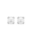 Pearl Classics Stud Earrings in Sterling Silver and Diamonds, 6.6mm