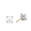 Pearl Classics Stud Earrings in Sterling Silver and Diamonds, 6.6mm