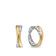 Crossover Hoop Earrings in Sterling Silver with 14K Yellow Gold, 22.4mm