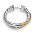 Crossover Hoop Earrings in Sterling Silver with 14K Yellow Gold, 22.4mm