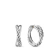 Crossover Hoop Earrings in Sterling Silver, 22.3mm