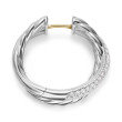 Crossover Hoop Earrings in Sterling Silver with Diamonds, 22.4mm