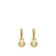 Petite Cable Huggie Drop Earrings in 18K Yellow gold with Center Diamond, 17.5mm