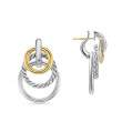 DY Mercer® Triple Ring Drop Earrings in Sterling Silver with 18K Yellow Gold, 35.6mm