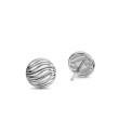 Sculpted Cable Stud Earrings in Sterling Silver, 9mm