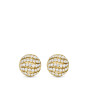 Sculpted Cable Stud Earrings in 18K Yellow Gold with Diamonds, 9mm