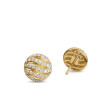 Sculpted Cable Stud Earrings in 18K Yellow Gold with Diamonds, 9mm