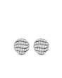 Sculpted Cable Stud Earrings in Sterling Silver with Diamonds, 9mm