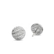 Sculpted Cable Stud Earrings in Sterling Silver with Diamonds, 9mm