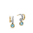 DY Mercer® Color Two Row Drop Earrings in Sterling Silver with 18K Yellow Gold and Sky Blue Topaz, 19.5mm
