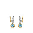 DY Mercer® Color Two Row Drop Earrings in Sterling Silver with 18K Yellow Gold and Sky Blue Topaz, 19.5mm