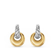 Sculpted Cable Drop Earrings in Sterling Silver with 14K Yellow Gold, 23mm