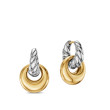 Sculpted Cable Drop Earrings in Sterling Silver with 14K Yellow Gold, 23mm