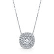 Petite 18k White Gold Cushion Cut Double Halo Pendant