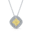 White Gold Double Halo Pavé Yellow Radiant Cut Diamond Pendant