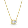 Petite 18k Yellow Gold Pavé  Oval Cut Diamond Pendant