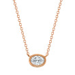 Petite Oval Cut Diamond Yellow Gold Bezel Pendant