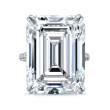 37.69 Carat Platinum Emerald Cut Ring with Pavé Band