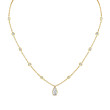 18k Station Necklace with Pear Shape Diamond Pendant