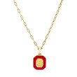 Fancy Yellow Radiant-cut Diamond in Red Enamel Pendant