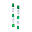 Green Emeralds and Emerald-cut Diamond Earrings