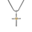 Petite X Cross Necklace in Sterling Silver with 14K Yellow Gold, 24mm