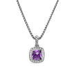 Petite Albion® Pendant Necklace in Sterling Silver with Amethyst and Pave Diamonds