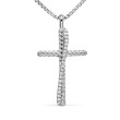 Crossover Cross Necklace in Sterling Silver with Diamonds, 35.6mm