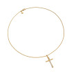 Crossover Cross Necklace in 18K Yellow Gold with Diamonds, 35.6mm