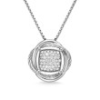 Infinity Pendant Necklace in Sterling Silver with Pave Diamonds