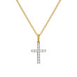 Cable Collectibles® Cross Necklace in 18K Yellow Gold with Diamonds, 17mm