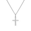 Cable Collectibles® Cross Necklace in 18K White Gold with Diamonds, 17mm