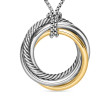 Crossover Pendant Necklace in Sterling Silver with 14K Yellow Gold, 37mm