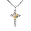 X Cross Necklace in Sterling Silver with 14K Yellow Gold and Pave Diamonds