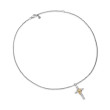 X Cross Necklace in Sterling Silver with 14K Yellow Gold and Pave Diamonds