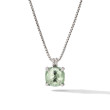 Chatelaine® Pendant Necklace in Sterling Silver with Prasiolte and Pave Diamonds